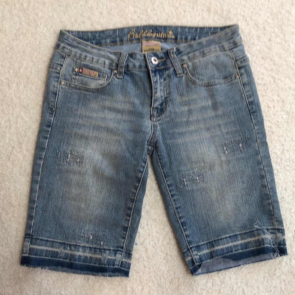 NWOT Distressed  Bubblegum Brand shorts , size 7/8,  light blue ,fringed edge